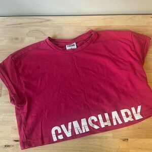 Pink short sleeve cropped workout shirt